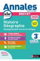 Annales Brevet Histoire Géographie Enseignement Moral et Civique 2025 - Corrigé