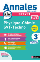 Annales Brevet Physique Chimie - SVT - Techno 2025 - Corrigé