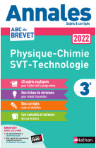 Annales Brevet 2022 - Physique-Chimie - SVT - Technologie - Corrigé