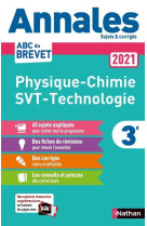 Annales Brevet 2021 - Physique Chimie - SVT - Techno - Corrigé