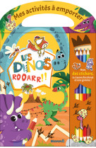 Mes activités à emporter - Les dinos - Avec des stickers, 6 crayons bicolores et une gomme !