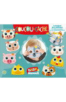 Baby Hemma - Coucou-caché - 4 masques de 8 animaux et 4 décors pour jouer avec les animaux de la ferme !