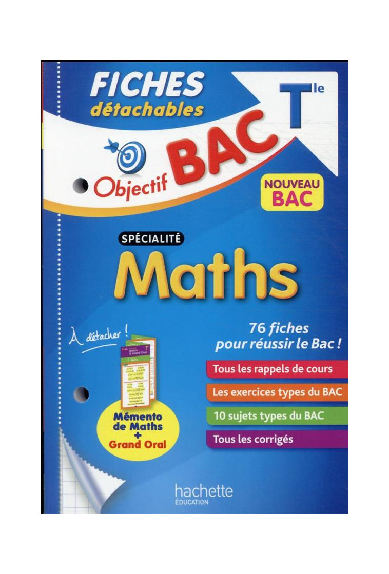 OBJECTIF BAC FICHES DETACHABLES SPECIALITE MATHS TLE - DEJEAN DOMINIQUE - HACHETTE