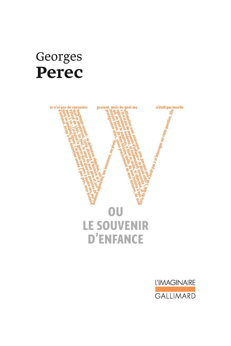 W OU LE SOUVENIR D'ENFANCE - PEREC GEORGES - GALLIMARD