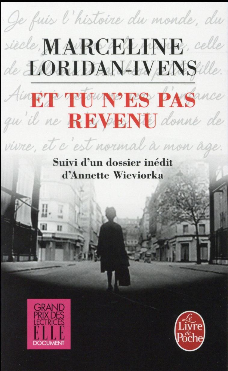 ET TU N'ES PAS REVENU - LORIDAN-IVENS - Le Livre de poche