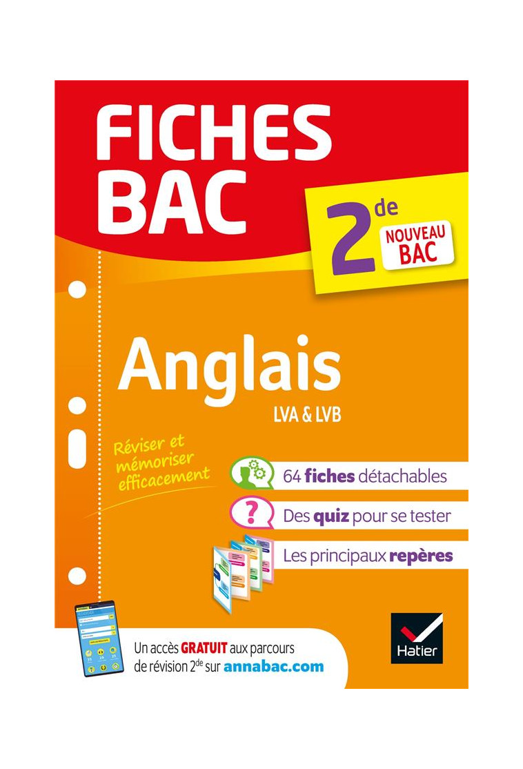 FICHES BAC ANGLAIS 2DE - NOUVEAU PROGRAMME DE SECONDE - MALAVIEILLE MICHELLE - HATIER SCOLAIRE