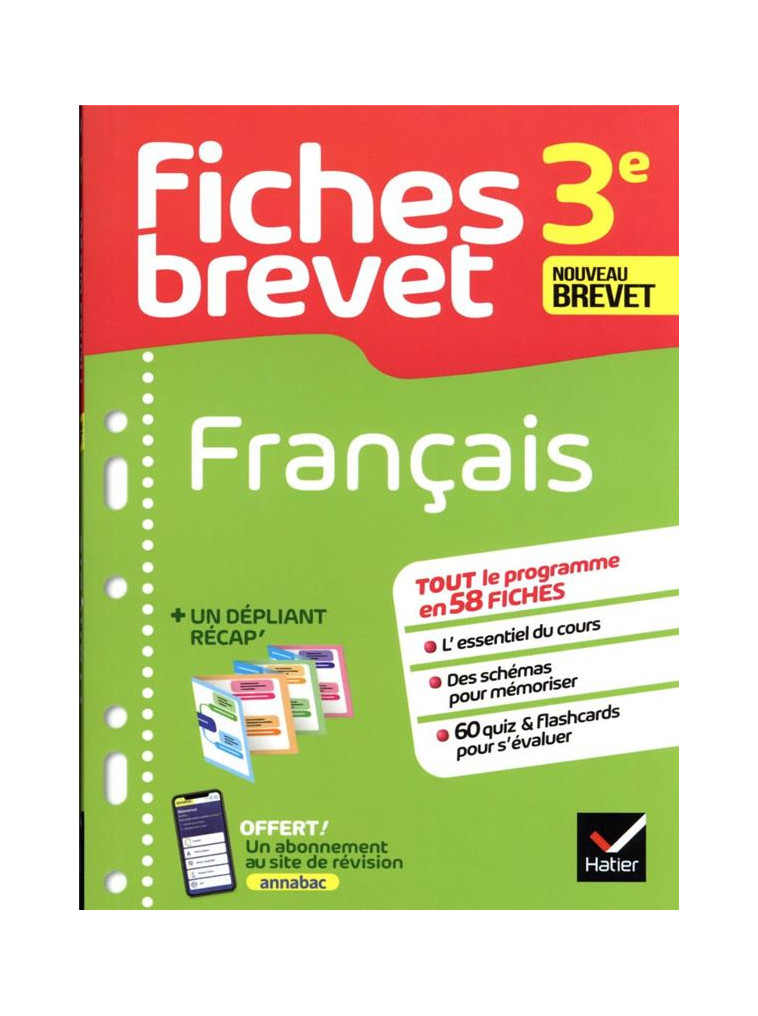 FICHES BREVET FRANCAIS 3E BREVET 2023 - FICHES DE REVISION & QUIZ - DAUVIN SYLVIE - HATIER SCOLAIRE