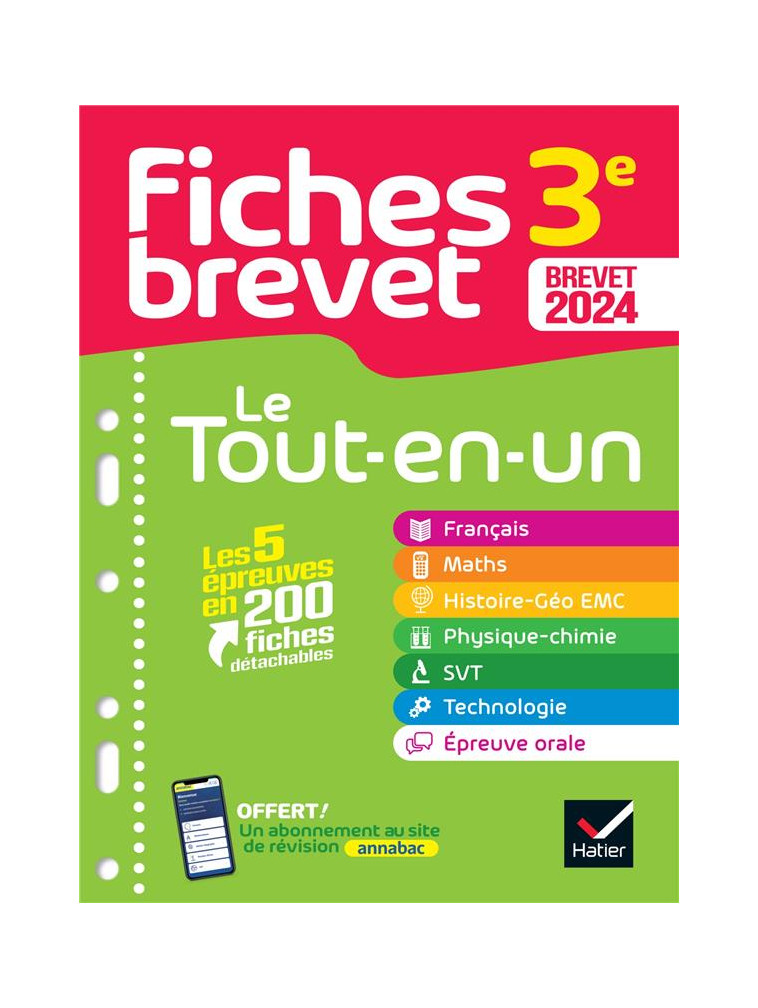 FICHES BREVET LE TOUT-EN-UN DU BREVET 2024 - 3E (TOUTES LES MATIERES) - FRANCAIS, MATHS, HISTOIRE-GE - AUSSOURD/DEMEILLERS - HATIER SCOLAIRE