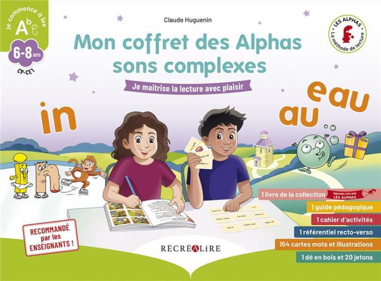 MON COFFRET DES ALPHAS SONS COMPLEXES - METHODE DE LECTURE CP CE1 SUR LES SONS COMPLEXES ET LES CONS - HUGUENIN - RECREALIRE