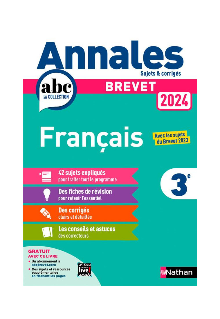 ANNALES BREVET FRANCAIS 2024 - CORRIGE - BOUHOURS THOMAS - CLE INTERNAT