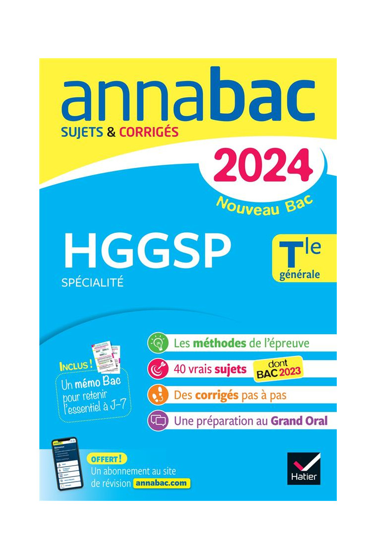 ANNALES DU BAC ANNABAC 2024 HGGSP TLE GENERALE (SPECIALITE) - SUJETS CORRIGES NOUVEAU BAC - VAN DE WANDEL/GUYON - DIDIER