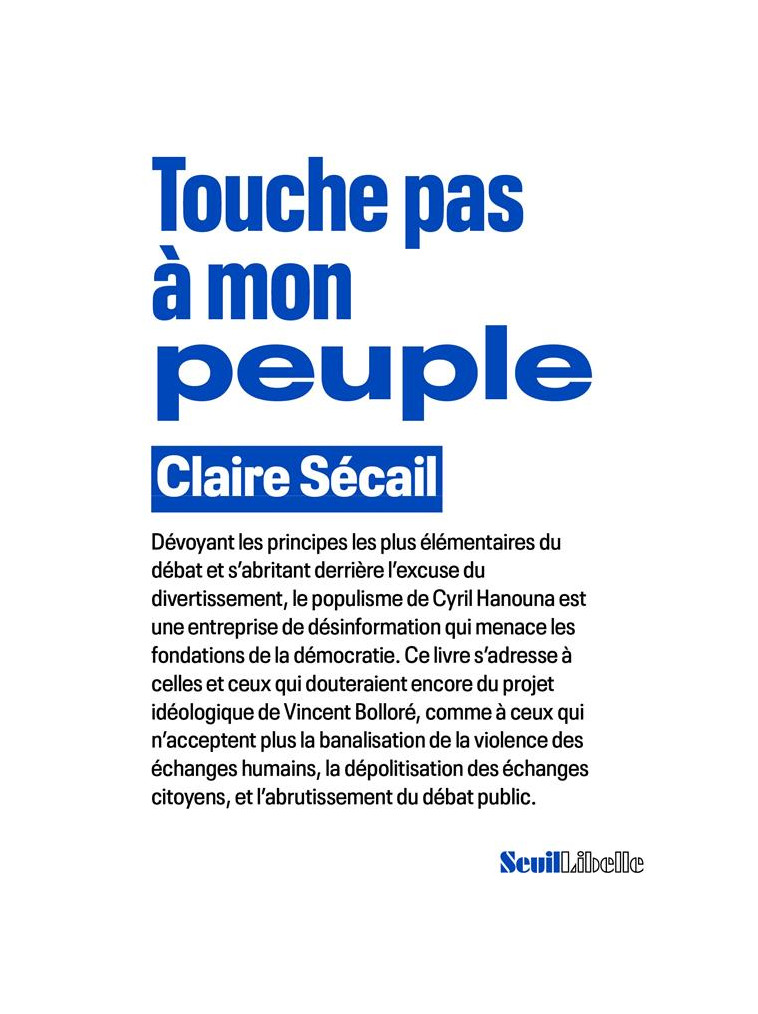 TOUCHE PAS A MON PEUPLE - SECAIL CLAIRE - SEUIL