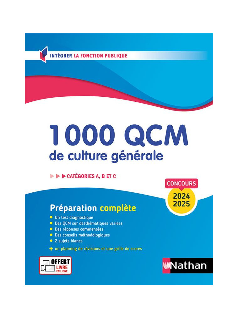 1 000 QCM DE CULTURE GENERALE - CATEGORIES A, B, C - 2024-2025 - N  28 - GRASSER SYLVIE - CLE INTERNAT