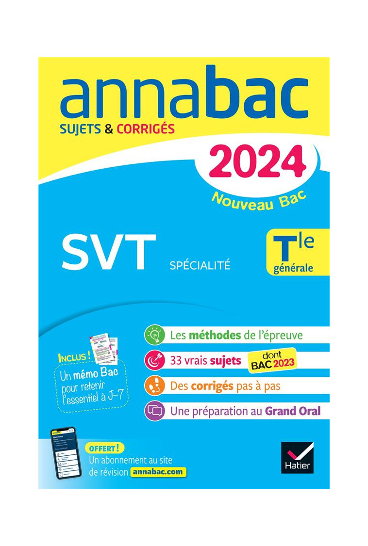 ANNALES DU BAC ANNABAC 2024 SVT TLE GENERALE (SPECIALITE) - SUJETS CORRIGES NOUVEAU BAC - BERGERON/HERVE - DIDIER