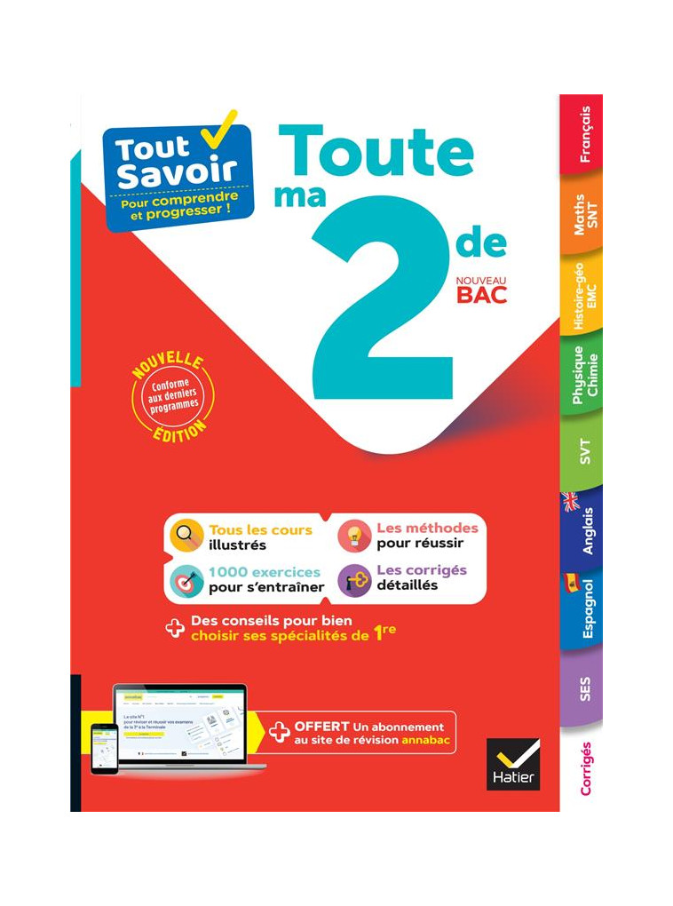 TOUT SAVOIR 2DE 2024-2025 (TOUTES LES MATIERES) - TOUT-EN-UN - NOUVEAU BAC - BERGERON/JEANMOUGIN - HATIER SCOLAIRE