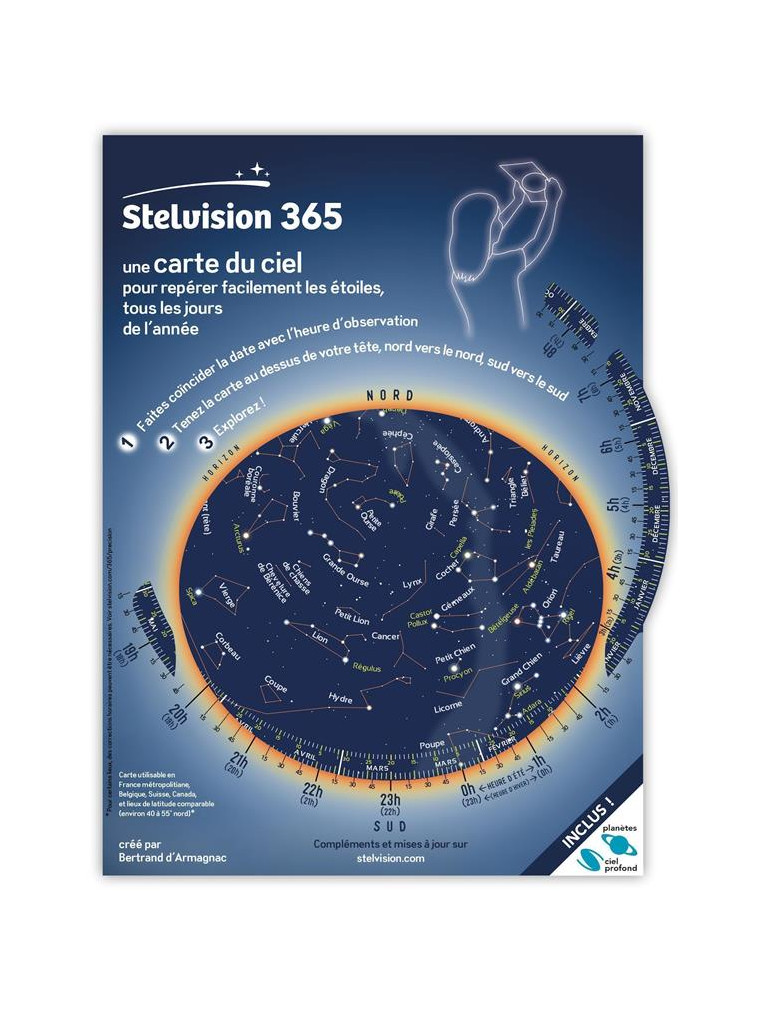 STELVISION 365 - UNE CARTE DU CIEL POUR REPERER FACILEMENT LES ETOILES, TOUS LES JOURS DE L-ANNEE - D-ARMAGNAC BERTRAND - STELVISION