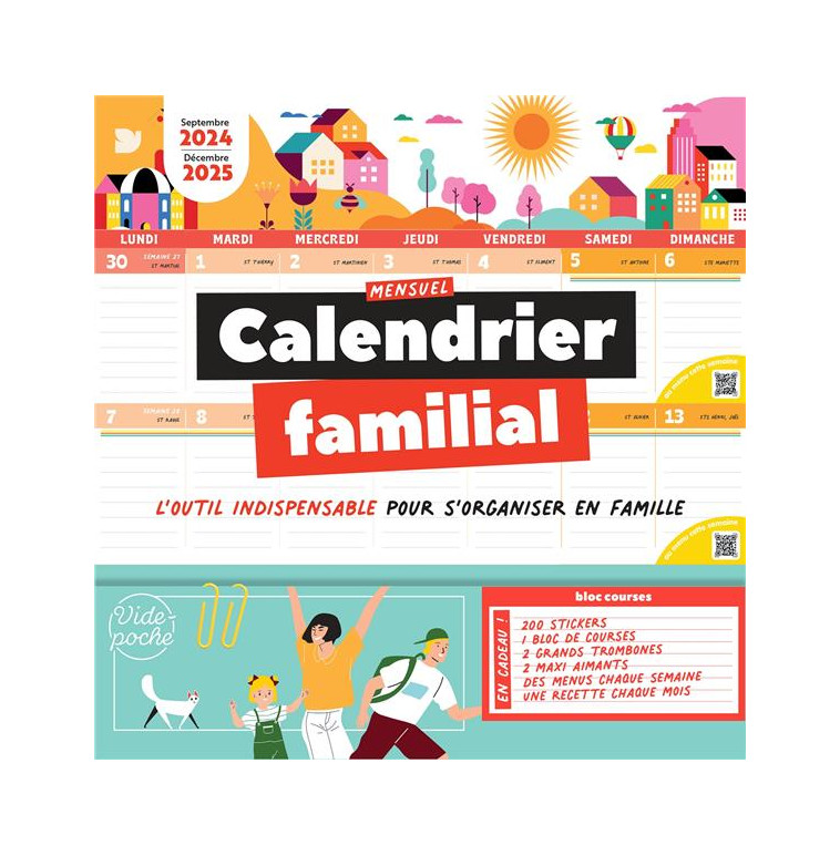 CALENDRIER MENSUEL FAMILIAL 2024-2025 - SEPTEMBRE 2024 A DECEMBRE 2025 - COLLECTIF - NC