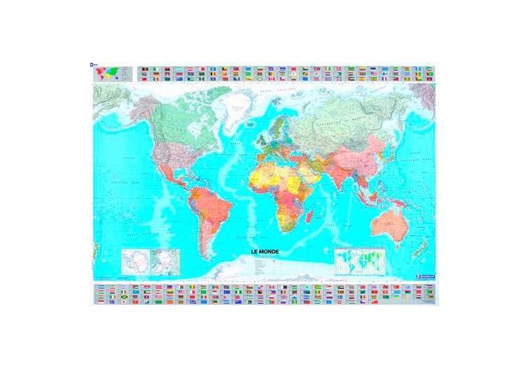 CARTES MURALES - CARTE LE MONDE (PLASTIFIE - SOUS GAINE) - XXX - MICHELIN