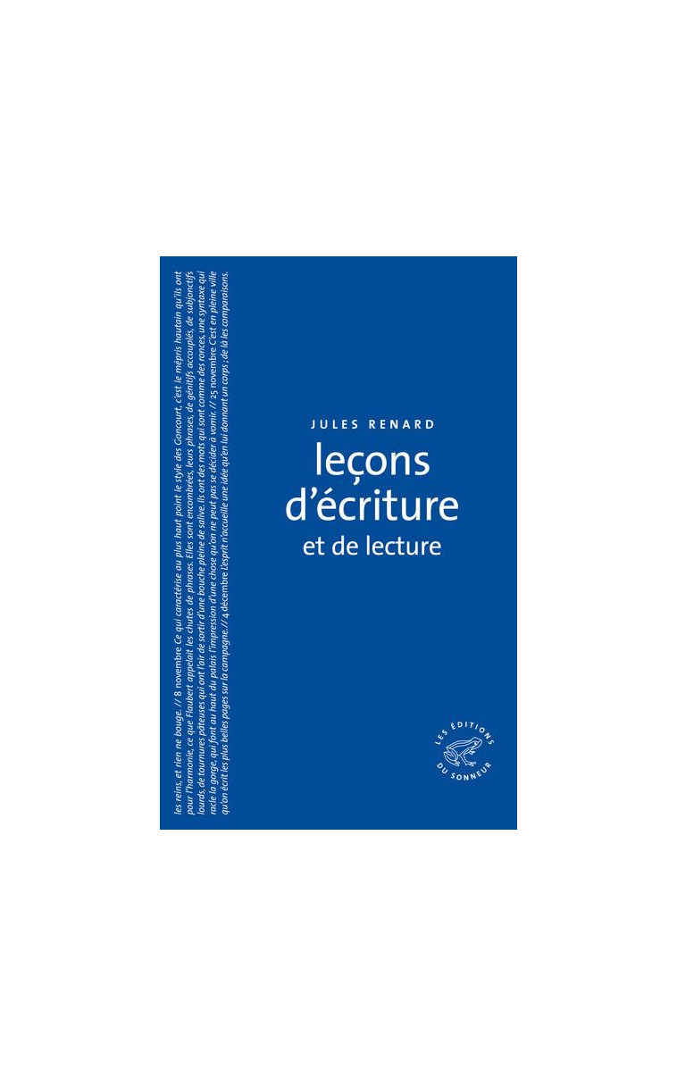 LECONS D-ECRITURE ET DE LECTURE - RENARD JULES - SONNEUR