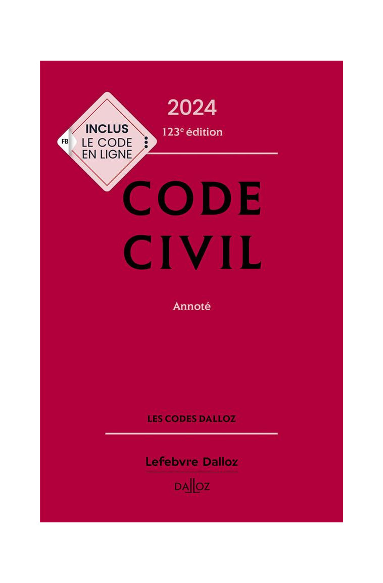 CODE CIVIL 2024, ANNOTE. 123E ED. - HENRY/VENANDET/ANCEL - DALLOZ