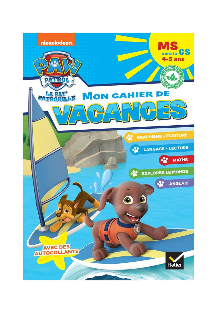 MON CAHIER DE VACANCES PAT-PATROUILLE 2024 MS VERS LA GS 4/5 ANS - MAGNI/VALENTIN - HATIER SCOLAIRE