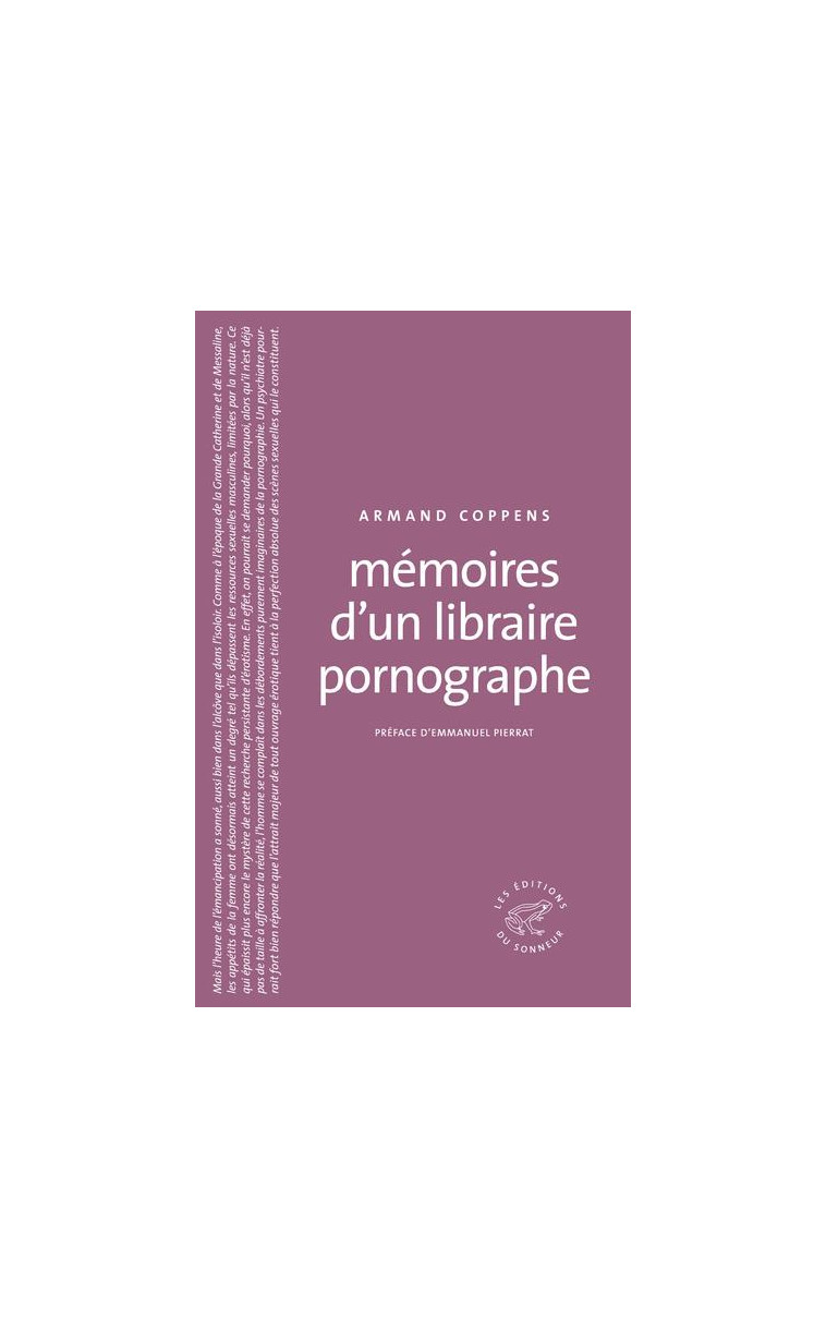 MEMOIRES D-UN LIBRAIRE PORNOGRAPHE - COPPENS/PIERRAT - SONNEUR