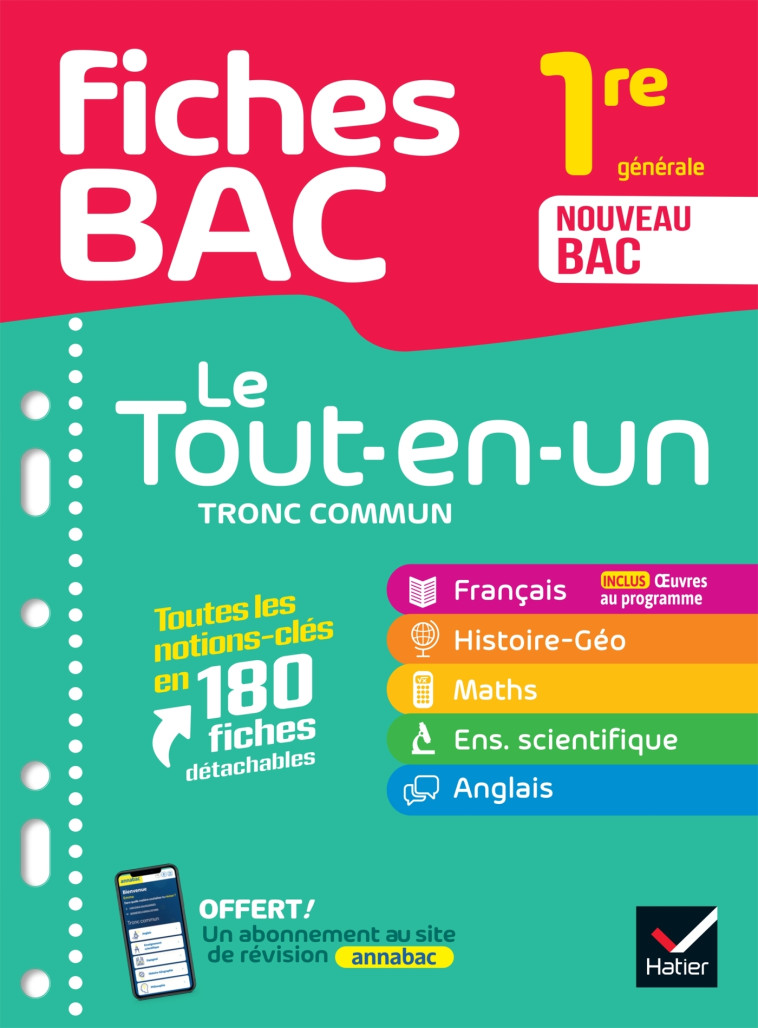 Fiches bac - Le Tout-en-un Tronc commun 1re générale (toutes les matières) - 2024-2025 -   - HATIER