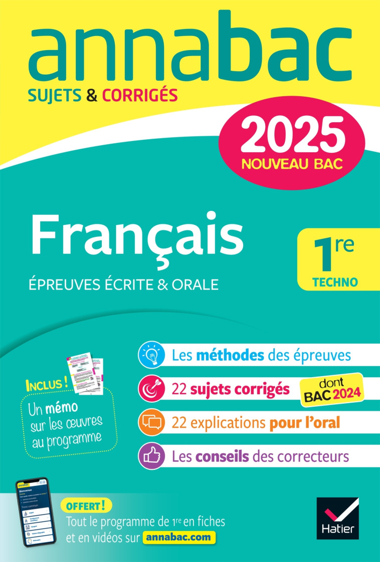 Annales du bac Annabac 2025 Français 1re technologique (bac de français écrit & oral) - Bernard Hélène, Warot Laure, Courtial Aurélia, Dauvin Sylvie, Guellec Ronan, de Maistre Mathilde, Normandon Richard, Saulnier Sophie, Spies Swann, Touet Bérangère - HA