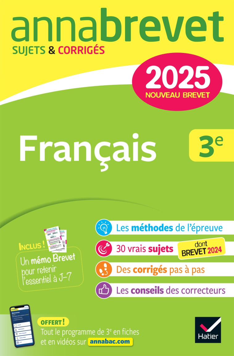 Annales du brevet Annabrevet 2025 Français 3e - Nouveau brevet - Formond Christine, Taquechel Louise - HATIER