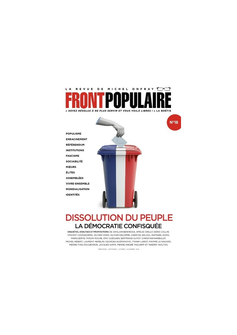 Front populaire - N° 18 - Onfray Michel - DU PLENITRE