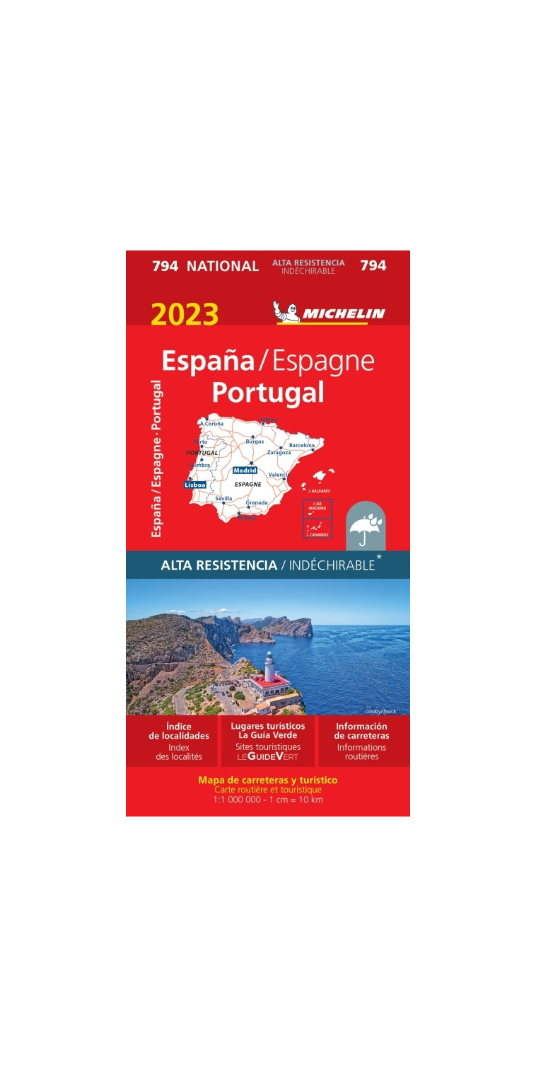 Carte Nationale Espagne, Portugal 2023 - Indéchirable - XXX - MICHELIN