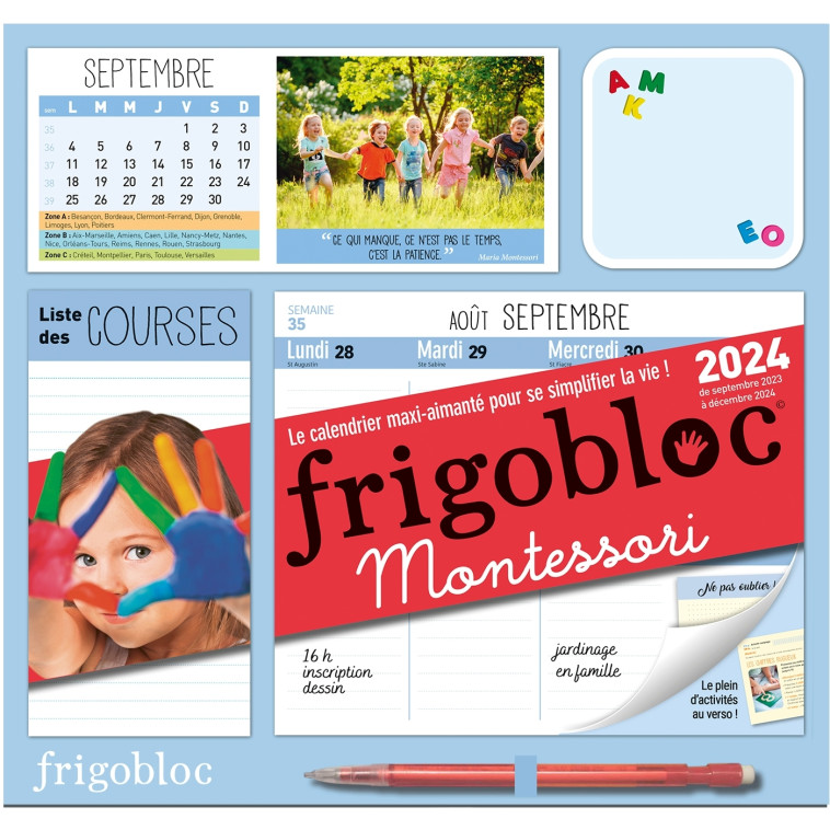 Frigobloc Hebdomadaire 2024 Montessori (de sept. 2023 à déc. 2024) -   - PLAY BAC