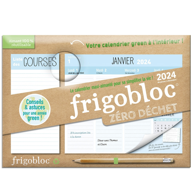 Mini Frigobloc Hebdomadaire 2024 Zéro déchet (de janv. à déc. 2024) -   - PLAY BAC