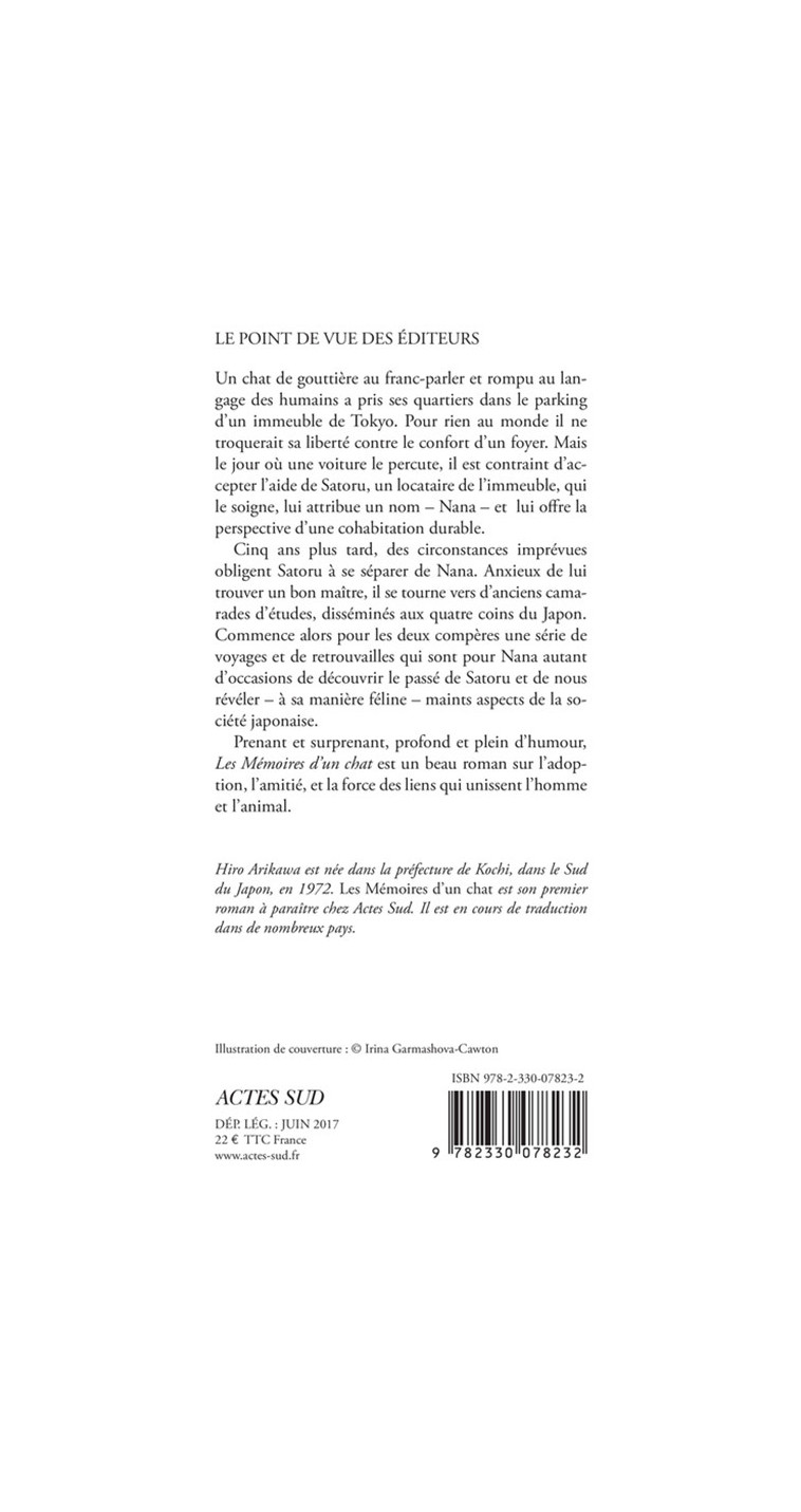 Les Mémoires d'un chat - Hiro Arikawa, Jean-Louis de la Couronne, Hiro Arikawa, Jean-Louis de la Couronne - ACTES SUD