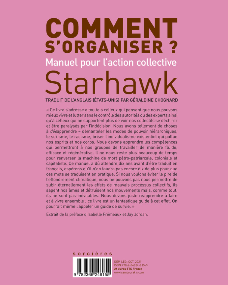 Comment s'organiser? -  Starhawk - CAMBOURAKIS