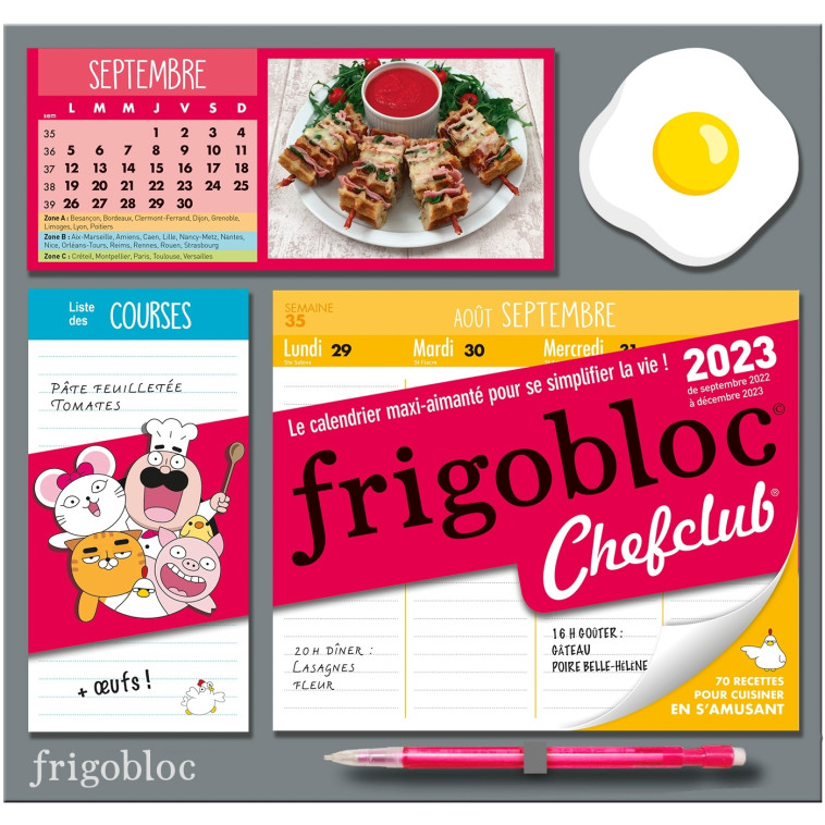 Frigobloc Hebdomadaire 2023 Chefclub (de sept. 2022 à déc. 2023) -  Playbac Éditions - PLAY BAC