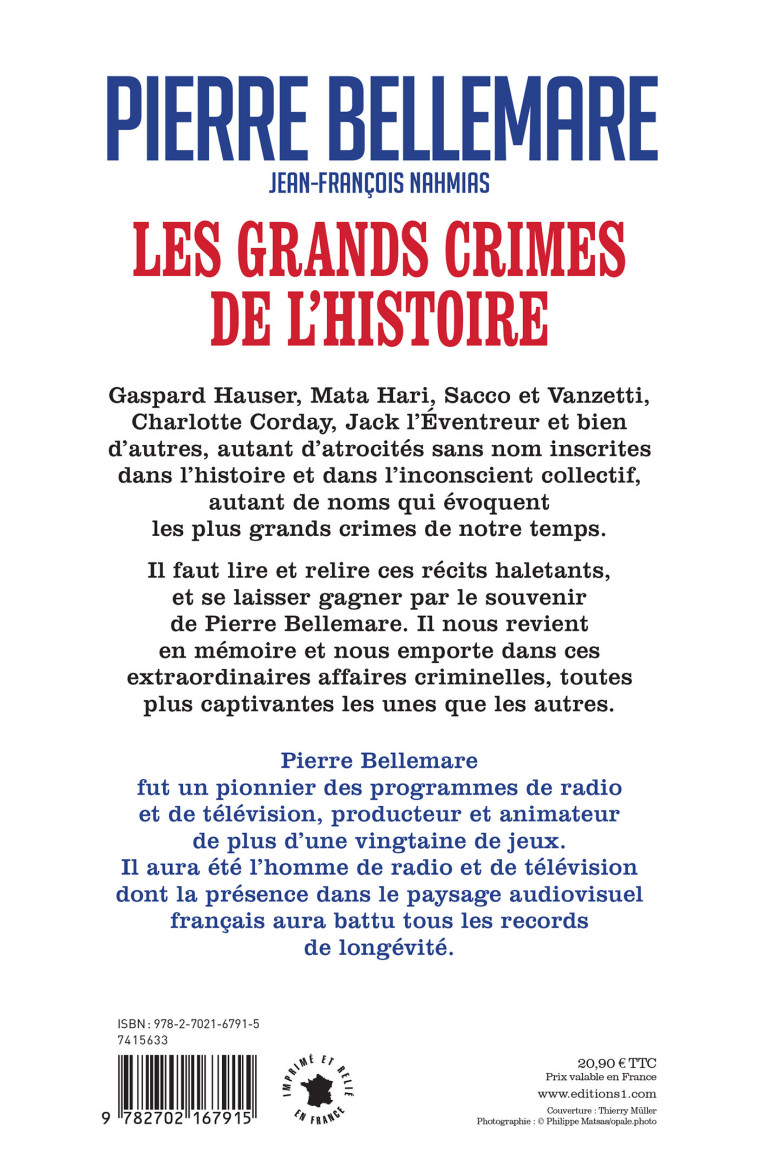 Les Grands crimes de l'histoire Tome 1 - Jean-François Nahmias, Pierre Bellemare - NUMERO UN