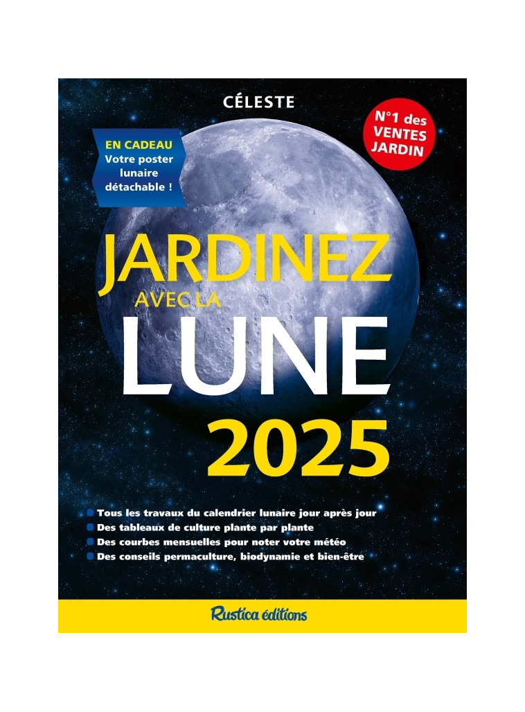 Jardinez avec la lune 2025 - Thérèse Trédoulat - RUSTICA