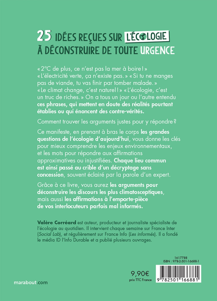 25 idées reçues sur l'écologie à déconstruire de toute urgence - Valère CORRÉARD - MARABOUT