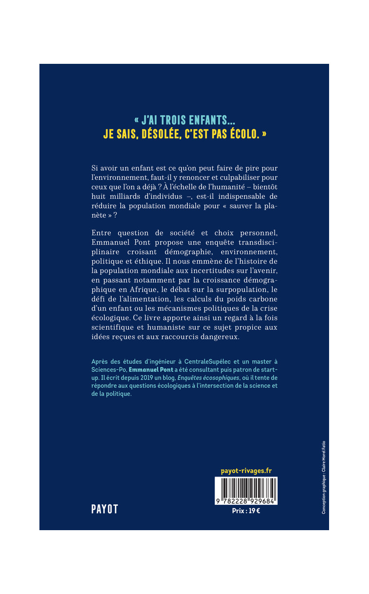 Faut-il arrêter de faire des enfants pour sauver la planète ? - Emmanuel Pont - PAYOT