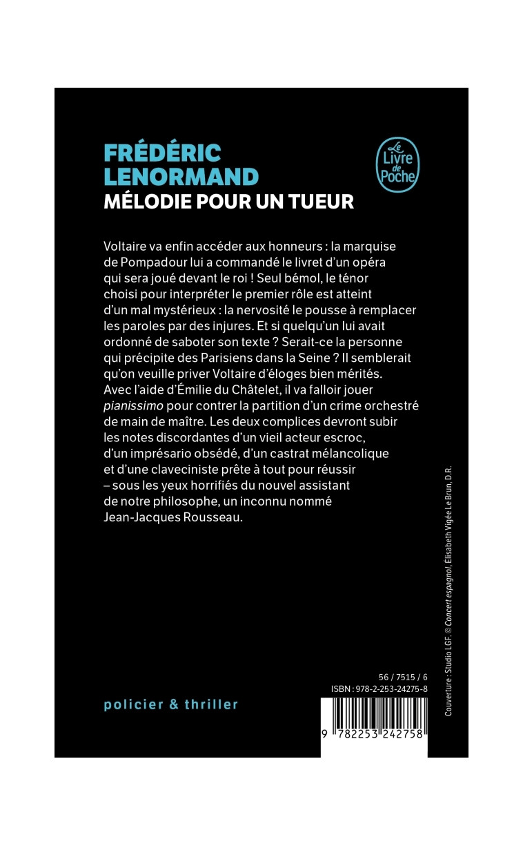 Mélodie pour un tueur - Frédéric Lenormand - LGF