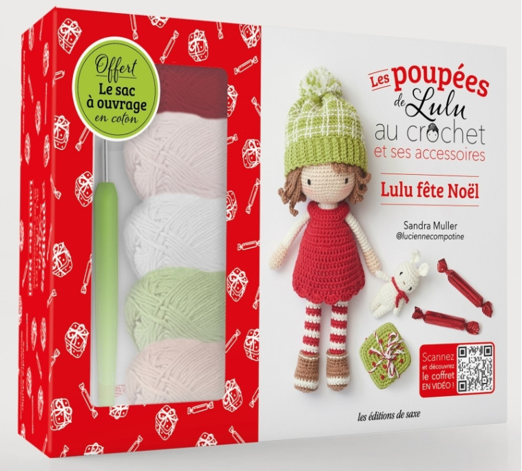 Coffret Poupée de Lulu au crochet et ses accessoires : Lulu fête Noël - Sandra Muller - DE SAXE