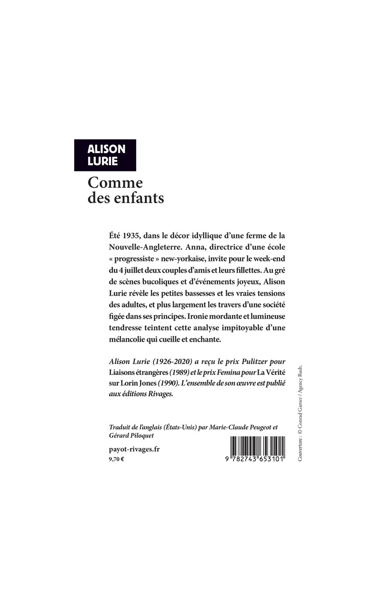 Comme des enfants - Alison Lurie, Gerard Piloquet, Marie-Claude Peugeot - RIVAGES