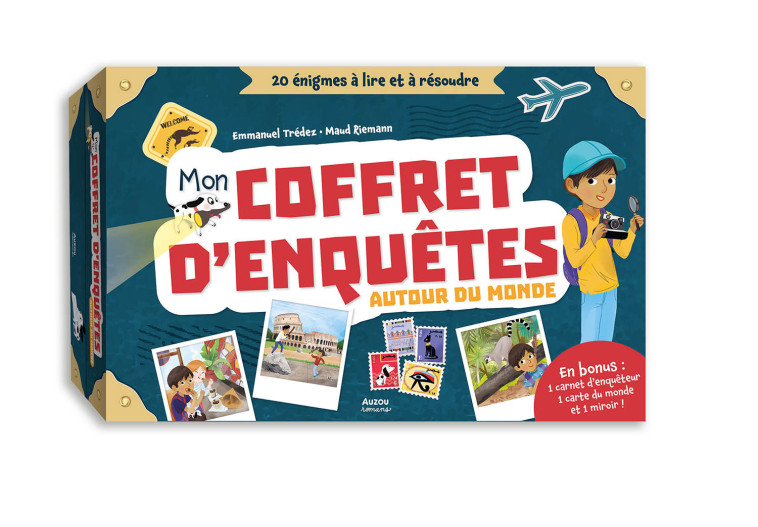 MON COFFRET D'ENQUÊTES AUTOUR DU MONDE - 20 ÉNIGMES À LIRE ET À RÉSOUDRE -  tredez emmanuel, Maud Riemann - AUZOU