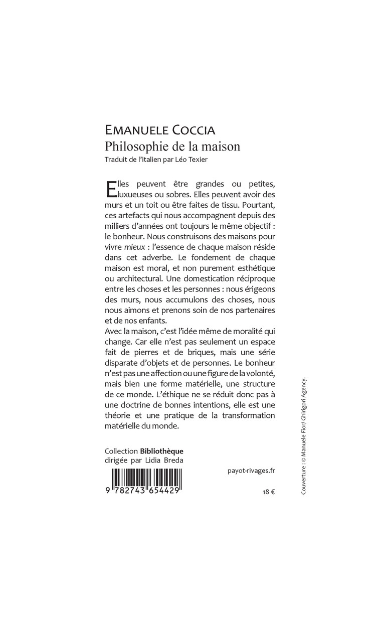 Philosophie de la maison - Emanuele Coccia, Léo Texier - RIVAGES