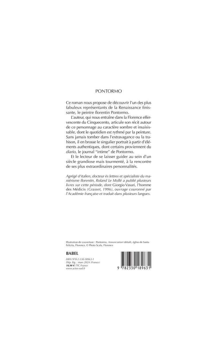 Pontormo - Roland Le Mollé, Roland Le Mollé - ACTES SUD