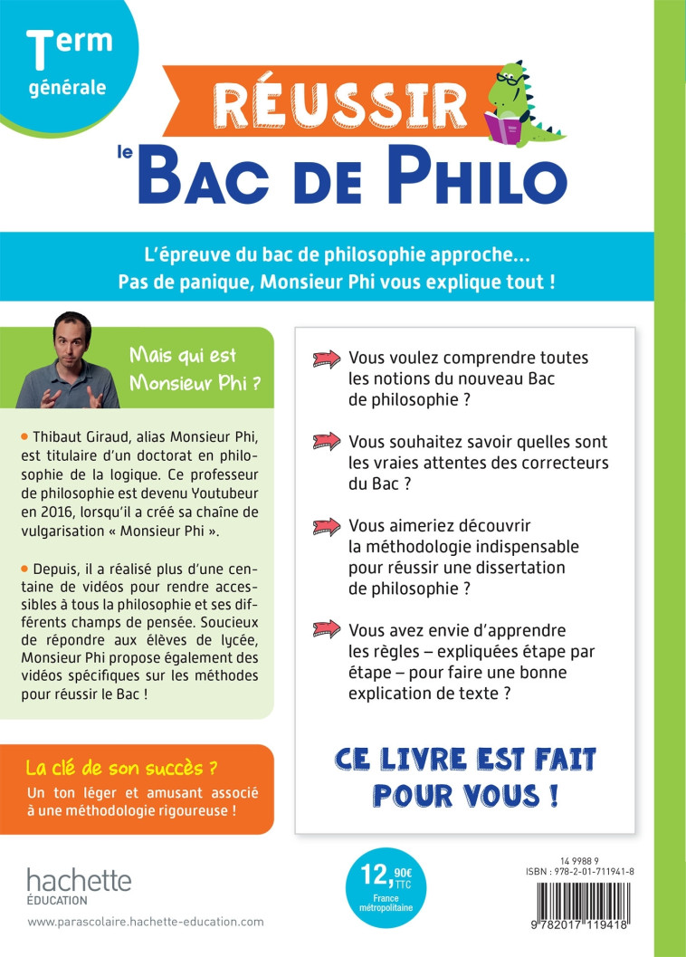 Réussir le Bac de Philo - Monsieur Phi Monsieur Phi, Anne-Gaëlle Poirier,  Monsieur Phi,  Monsieur Phi, Anne-Gaëlle Poirier - HACHETTE EDUC