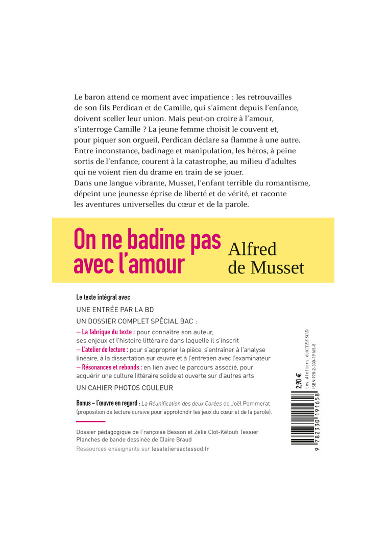 On ne badine pas avec l'amour - BAC 2025 (voies générales et technologiques) - Alfred de Musset, Thomas Gabison, Claire Braud, Françoise Besson, Zélie Tessier, Thomas Gabison - ACTES SUD