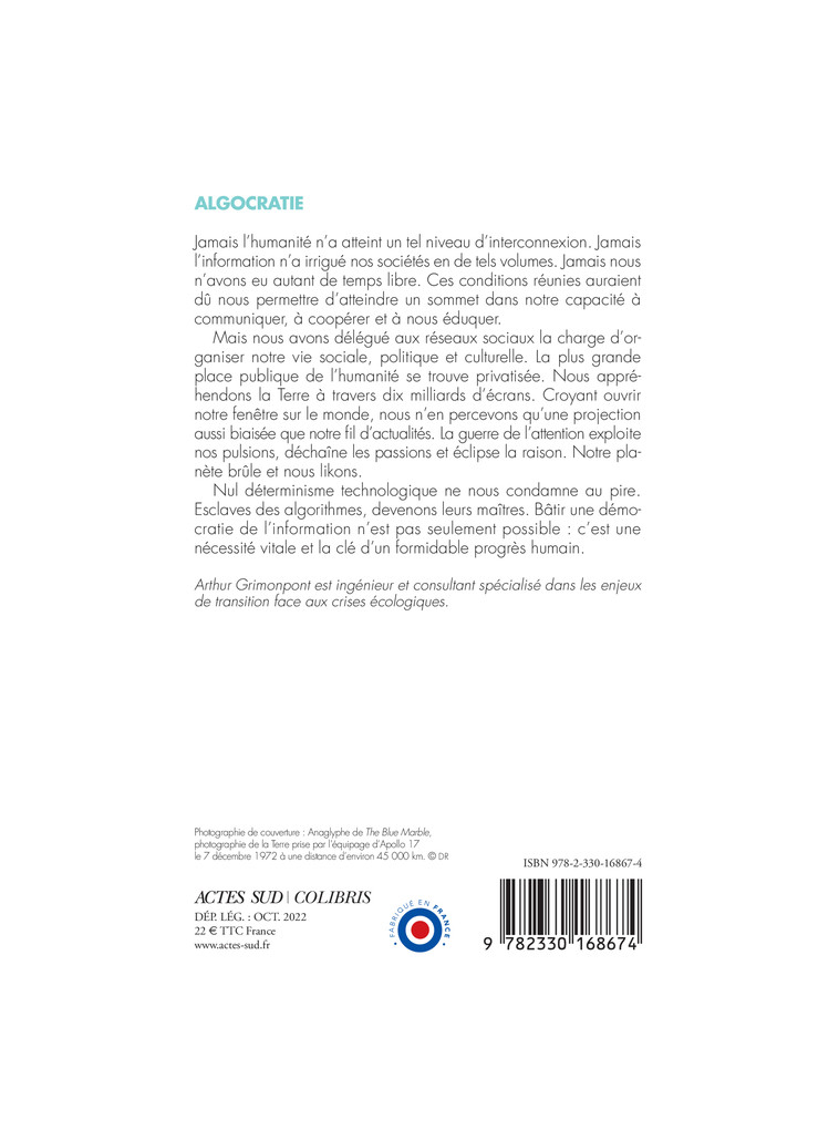 Algocratie - Arthur Grimonpont, Lou Herrmann, Arthur Grimonpont, Lou Herrmann - ACTES SUD