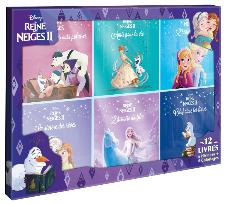 LA REINE DES NEIGES 1 & 2 - Coffret 12 livres - 6 Histoires + 6 Coloriages - Disney - XXX - DISNEY HACHETTE